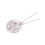 wholesale sterling silver open circle filigree flower design cz necklace