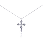 sterling silver cross cz necklace