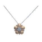 sterling silver gold rhodium flower cz necklace