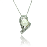 wholesale sterling silver micro pave cz pearl necklace