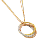 sterling silver black rhodiumand gold plated 3 interlaced rings cz pendant necklace