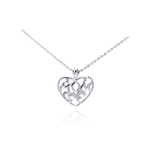 sterling silver mom heart pendant necklace