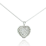 sterling silver heart locket pendant necklace