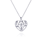 sterling silver heart leaf pendant necklace