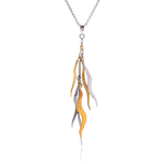 sterling silver and gold plated cz dangling wavy pendant necklace