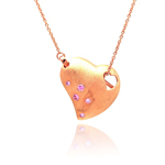 sterling silver rose gold plated cz heart pendant necklace