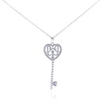 wholesale sterling silver diamond key pendant necklace