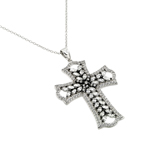 wholesale sterling silver cz cross in black setting pendant necklace
