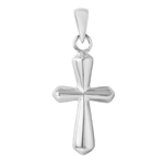 sterling silver small beveled cross shaped pendant
