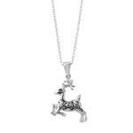 sterling silver reindeer pendent necklace with stylized design