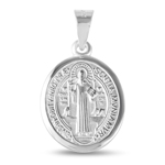 sterling silver high polish st, benedict medallion