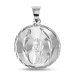 sterling silver high polish diamond cut saint jude round medallion