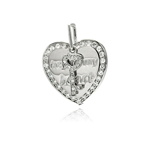 wholesale sterling silver heart key cz dangling pendant