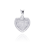 wholesale sterling silver heart micro pave cz dangling pendant