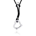 wholesale sterling silver open heart black cord pendant necklace