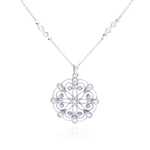 wholesale sterling silver open outlined flower cz necklace