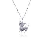 wholesale sterling silver cat cz necklace