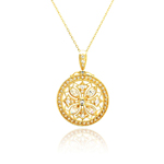 wholesale sterling silver disc designed filigree cz necklace