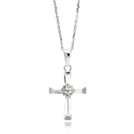 wholesale sterling silver cross cz necklace