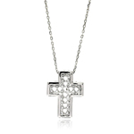 wholesale sterling silver cross cz inlay necklace