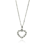 wholesale sterling silver open heart cz necklace