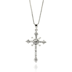 wholesale sterling silver cross cz necklace