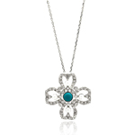wholesale sterling silver open flower center blue cz necklace