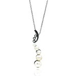 sterling silver black rhodium plated pearl pendant necklace