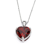 wholesale sterling silver red heart cz rope necklace