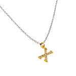 sterling silver gold plated cz x pendant necklace