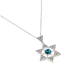 wholesale 925 sterling silver cz david star pendant necklace