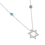 wholesale 925 sterling silver round evil eye and star of david necklace