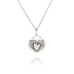 wholesale 925 sterling silver heart cz inlay dangling necklace