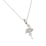 wholesale 925 sterling silver cz flamingo pendant necklace