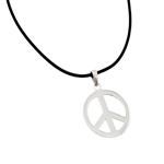 wholesale sterling silver peace pendant leather necklace