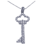 wholesale sterling silver cz key pendant necklace