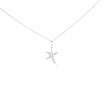 wholesale sterling silver cz starfish pendant necklace