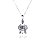 wholesale sterling silver cz turtle pendant necklace