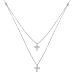 wholesale sterling silver two strand double cross necklace