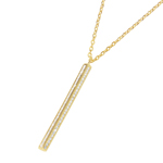 sterling silver gold plated vertical bar cz pendant necklace
