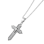 wholesale sterling silver double cross cz pendant necklace