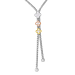 sterling silver 3 toned flowers Italian drop necklace