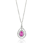 wholesale sterling silver open teardrop center pink cz necklace