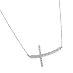 wholesale sterling silver sideways cross cz necklace