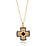 sterling silver rose gold plated black and cz inlay necklace