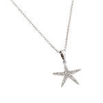 wholesale sterling silver cz star fish pendant necklace