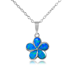 wholesale sterling silver blue opal hibiscus flower necklace