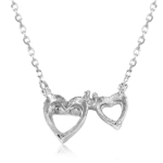 wholesale sterling silver 2 hearts mounting necklace