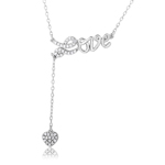wholesale sterling silver cz love with hanging heart necklace