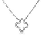 wholesale sterling silver open clover leaf cz necklace